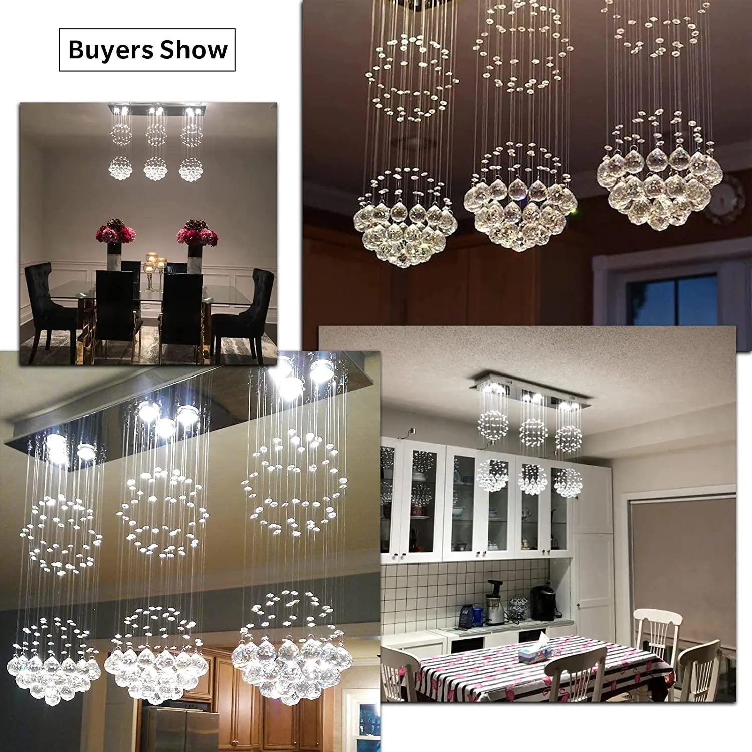 Rectangle Crystal Chandelier Raindrop Ceiling Light Fixture for Dining Room Kitchen Island L39 x W10 x H32in