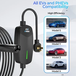 EVDANCE Tesla Model 3 Y S X Chargers 32A Level 2 EV Charging Devices with NEMA 14-50 Plug 7.68Kw 25ft Cable