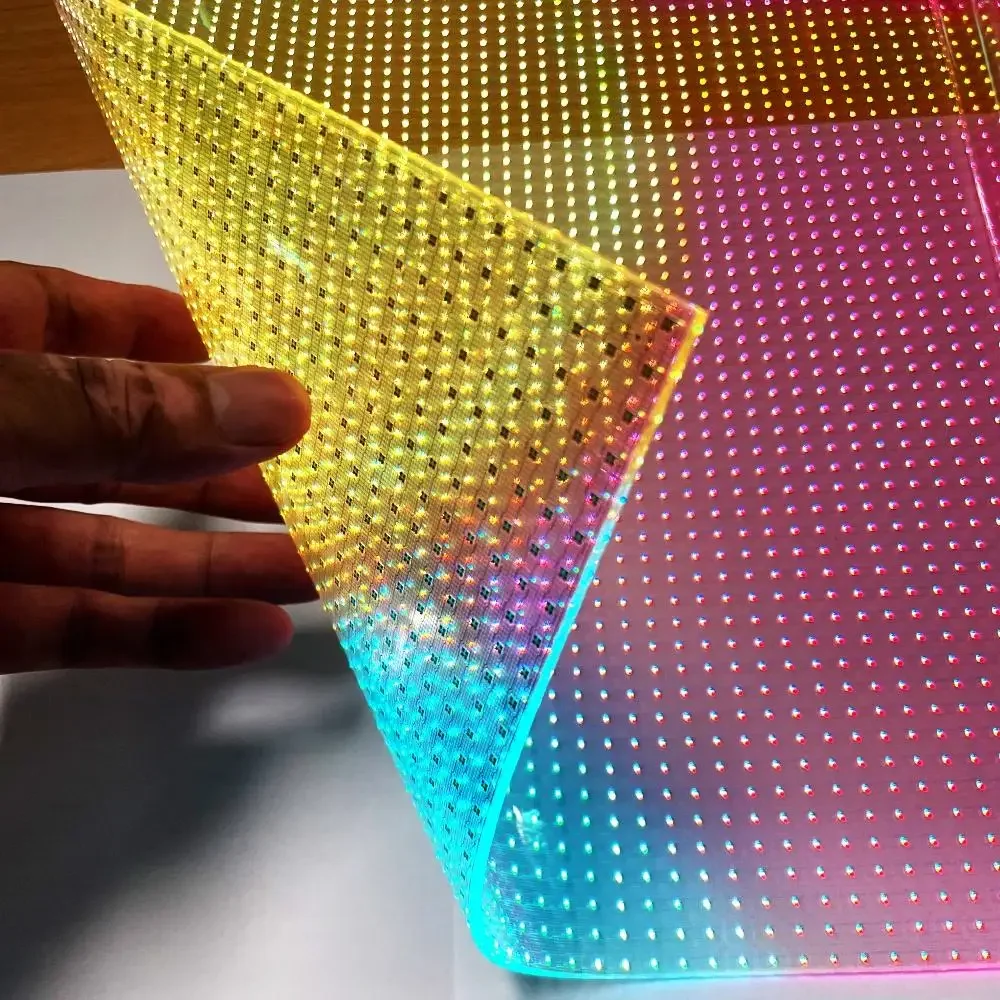 LED transparente Filmleinwand, Vorhang ultra dünne LED-Filmleinwand, Glas flexible Film werbung Bildschirm Innen folie LED transparent