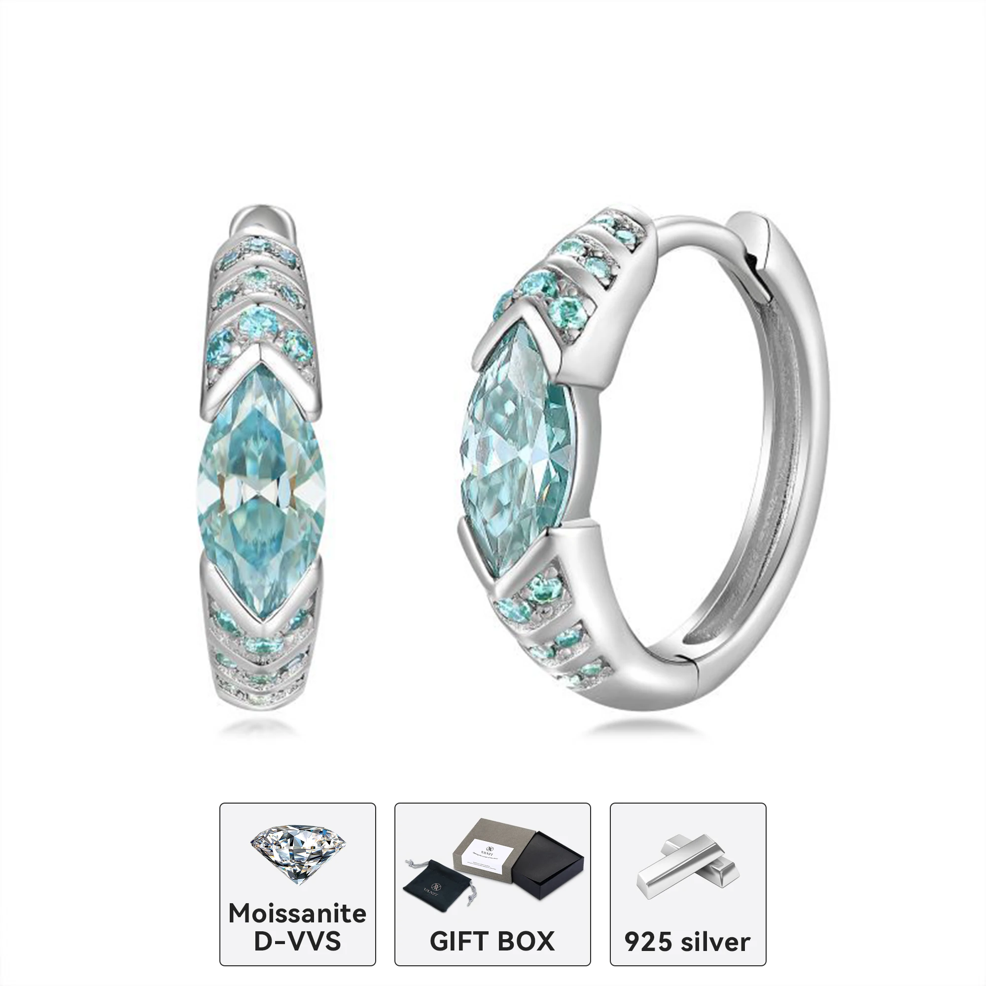 

Kfvanfi True Color Moissanite D VVS 925 Sterling Silver 4x6mm Dazzling Cut Marquise Diamond Elegant Women Earrings Jewelry Gift
