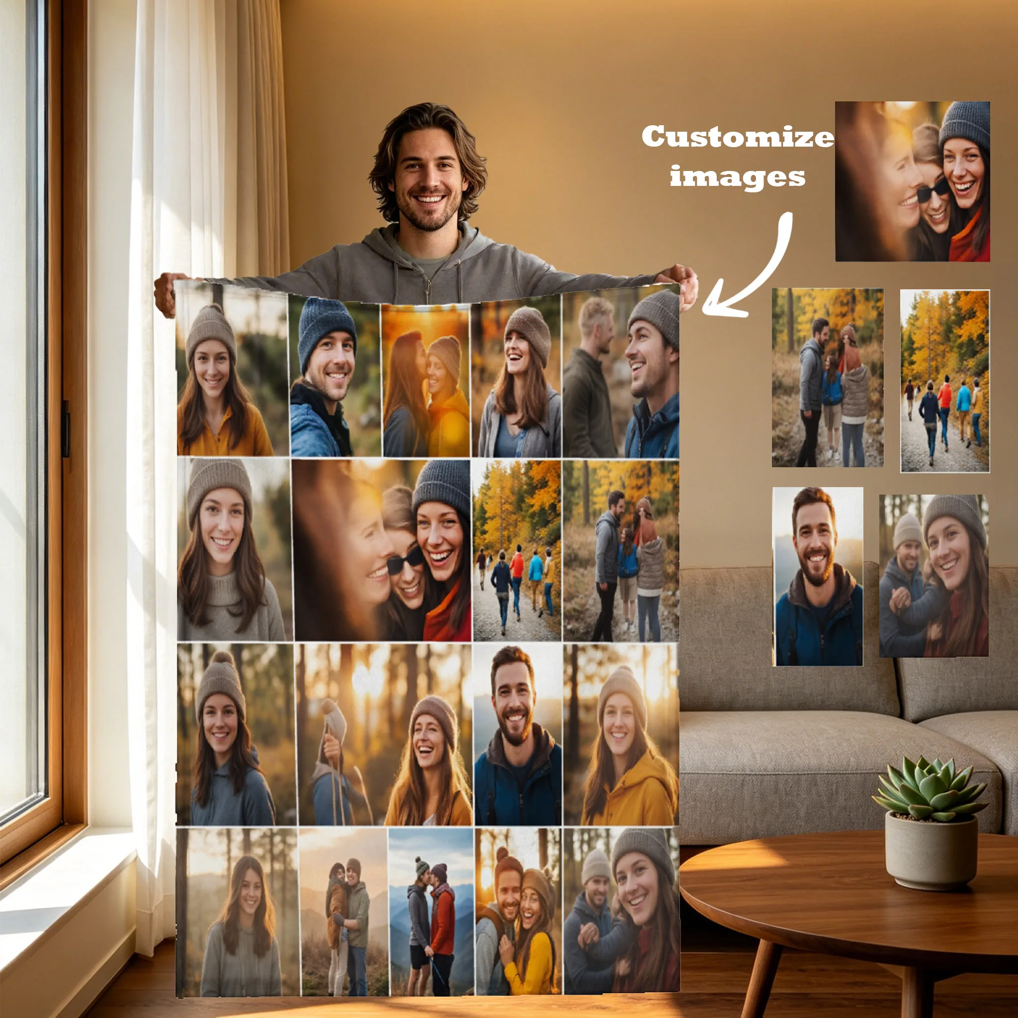 Custom Photo Blanket Collage Picture Blanket With Text Memorial Blanket Friend Couples Gift Birthday Anniversary Gift Famil