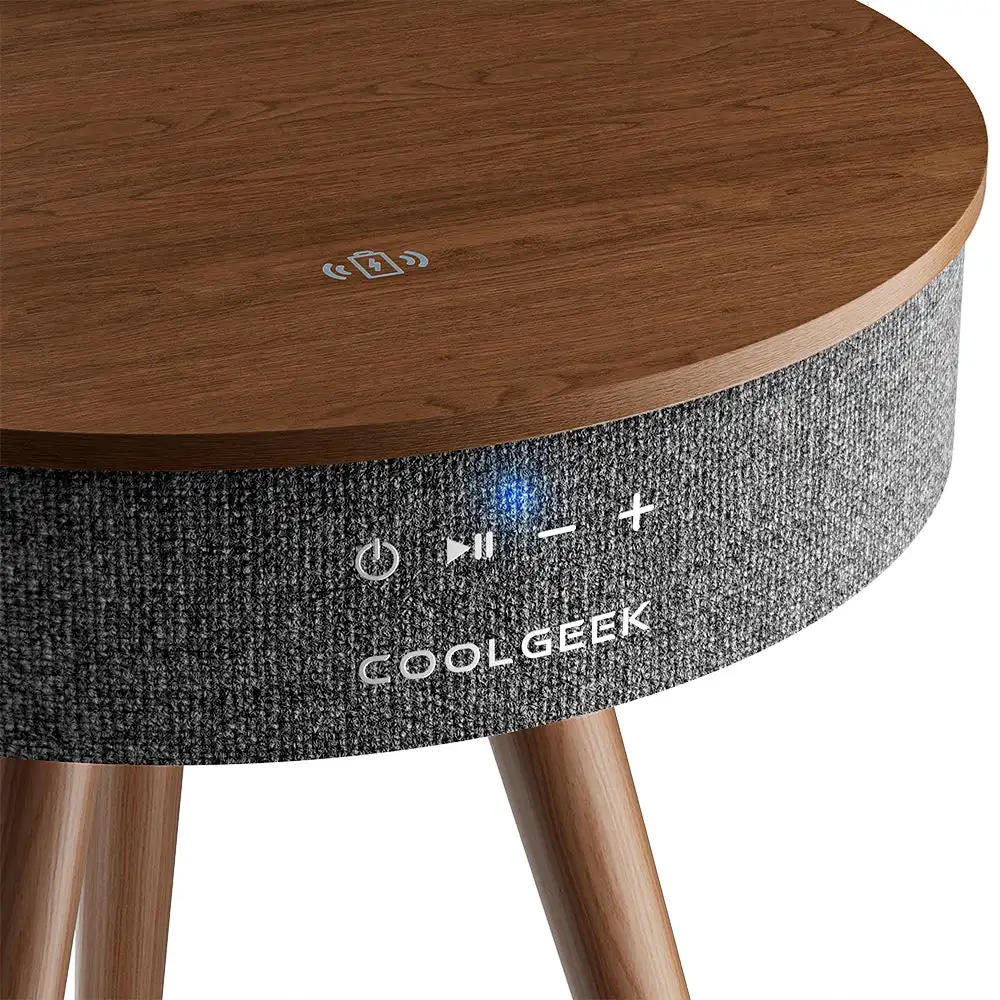 

Прикроватная тумбочка CoolGeek R1 с Bluetooth-колонкой и беспроводной зарядкой, умная тумбочка из натурального дерева, Hi-Fi стереозвук Bluetooth 5.3
