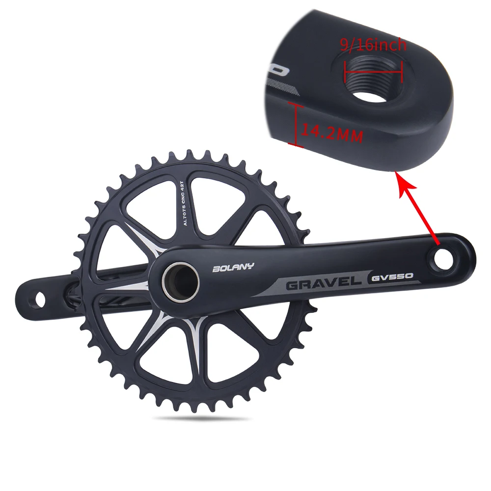 Bolany Gravel Bicycle Crankset 170mm Single Chainring 10/11 Speed CNC Wide and Narrow  Sprocket 42T For Off-Road Crank Set