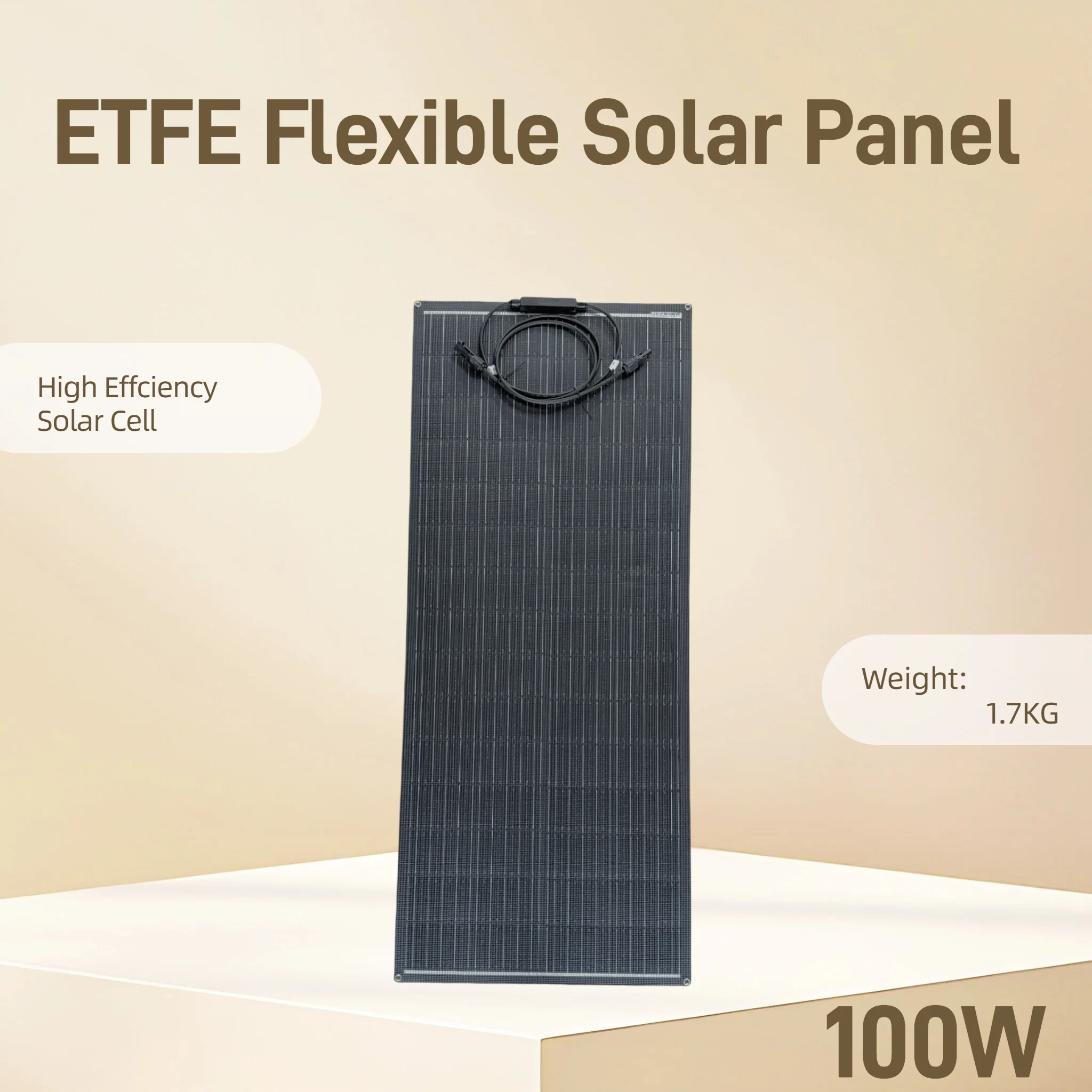 100W Tragbares ETFE-Flexibles Solarpanel, einteilig, zweiteilig, 12 Volt monokristallines Silizium-Photovoltaikpanel, geeignet für Outdoor-Camping, Boote usw.