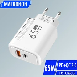 GaN USB Type C Oplader 65W Snel opladen USB Snelle wandlader voor iPhone 14 Xiaomi Samsung Huawei Type C PD Telefoonoplaadadapter