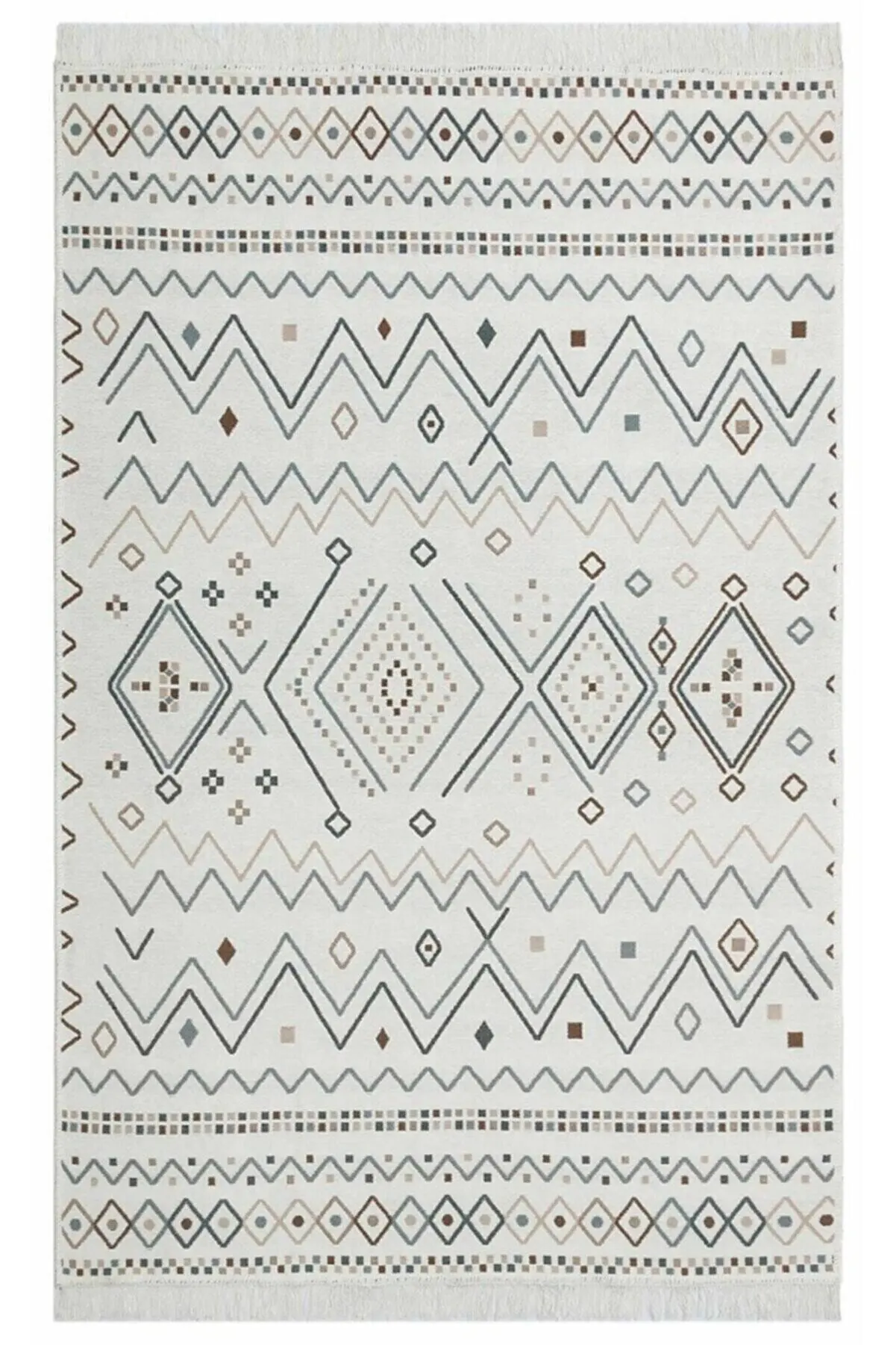 Eco Carpet ARYA AR 05 BEIGE BLUE Washable Double Sided Modern Patterned Woven Rug