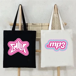 Album MP3 Emilia Mernes Print Shoulder Bag Women Harajuku Canvas Tote Bag Shopper Bags Teen Handbag