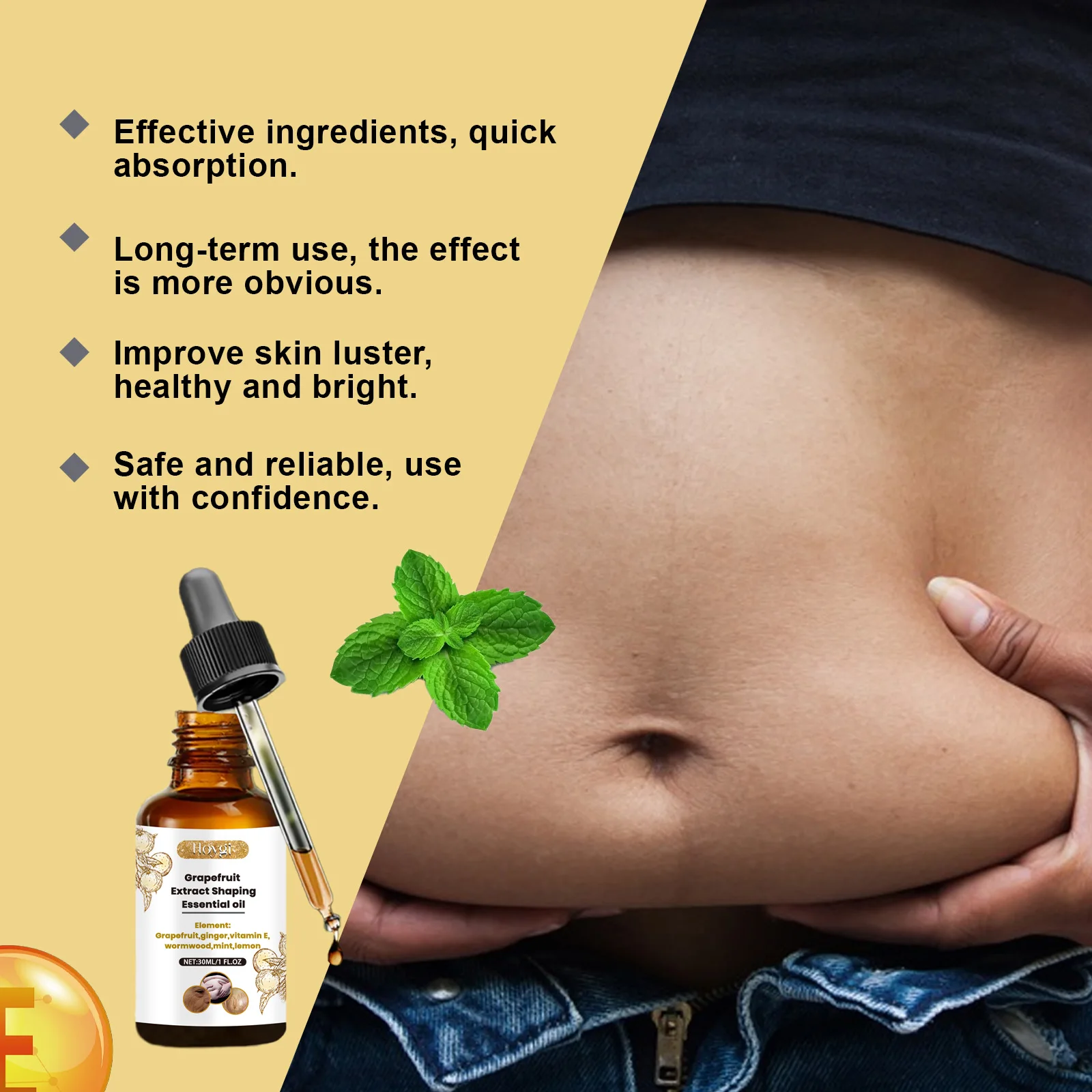 Hoygi 30ml aceite esencial para el cuerpo reafirmante masaje corporal hidratante Reduce la flacidez de la piel aceite esencial de pomelo anticelulítico