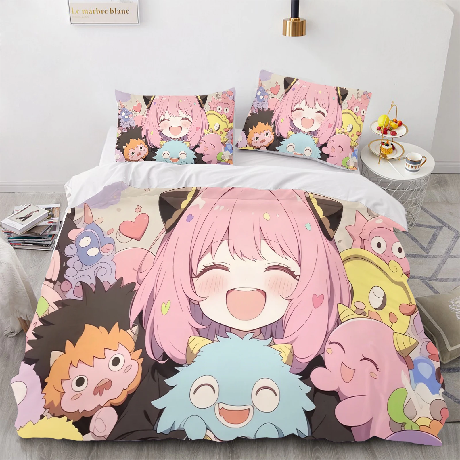 

SPY×FAMILY Anya Forger, комплект пододеяльников, одеяло, постельное белье, 3d детский комплект постельного белья, 3 предмета, 1 пододеяльник, размер King Size