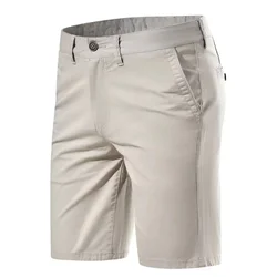 Zomer Katoenen Mannelijke Luxe Casual Solid Business Sociale Mannen Strand Korte Stretch Chino Classic Fit Shorts