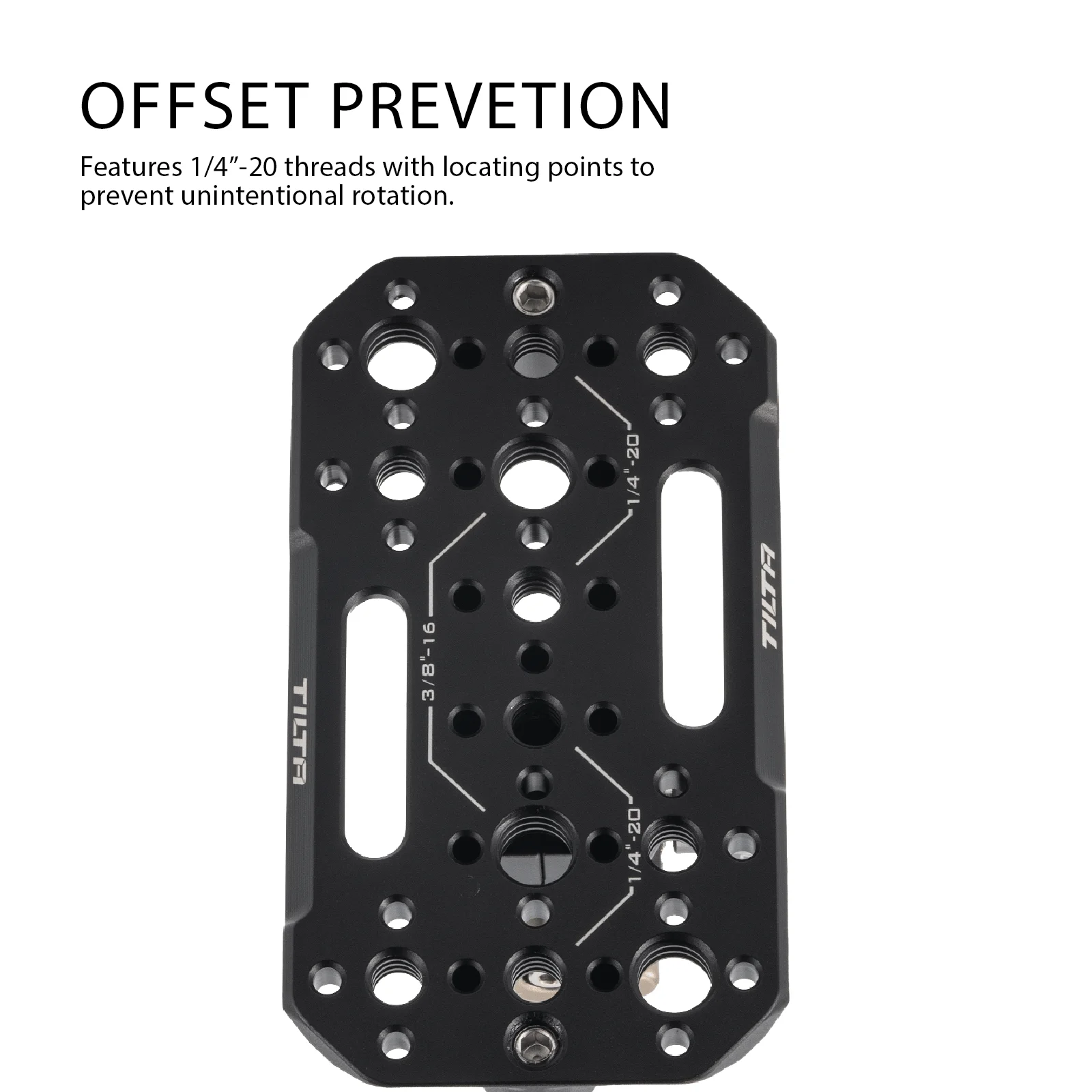 TILTA Adjustable Accessory Mounting Plate Black NATO Rail via 1/4"-20 and 3/8"-16 Threads with Locating Points TA-AMP-B