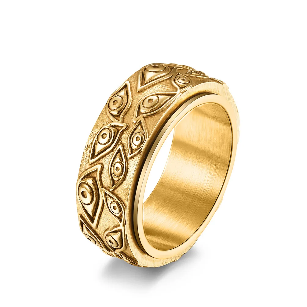 Vintage Het Gesneden Oog Van God Heren Stress Ring Voor Roterende Angst Rvs Fidget Spinner Ringen Anillos De Ansiedad