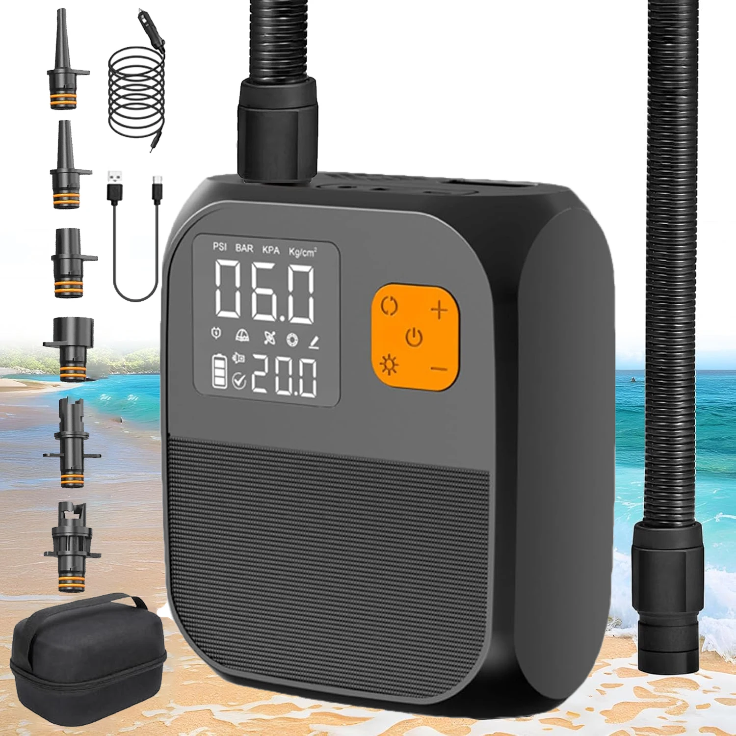 Accesorios para Kayak de barco, bomba SUP de paleta de pie de alta presión de 25PSI, bomba de tabla de paleta de inflado para surf, tienda de colchón de cometa