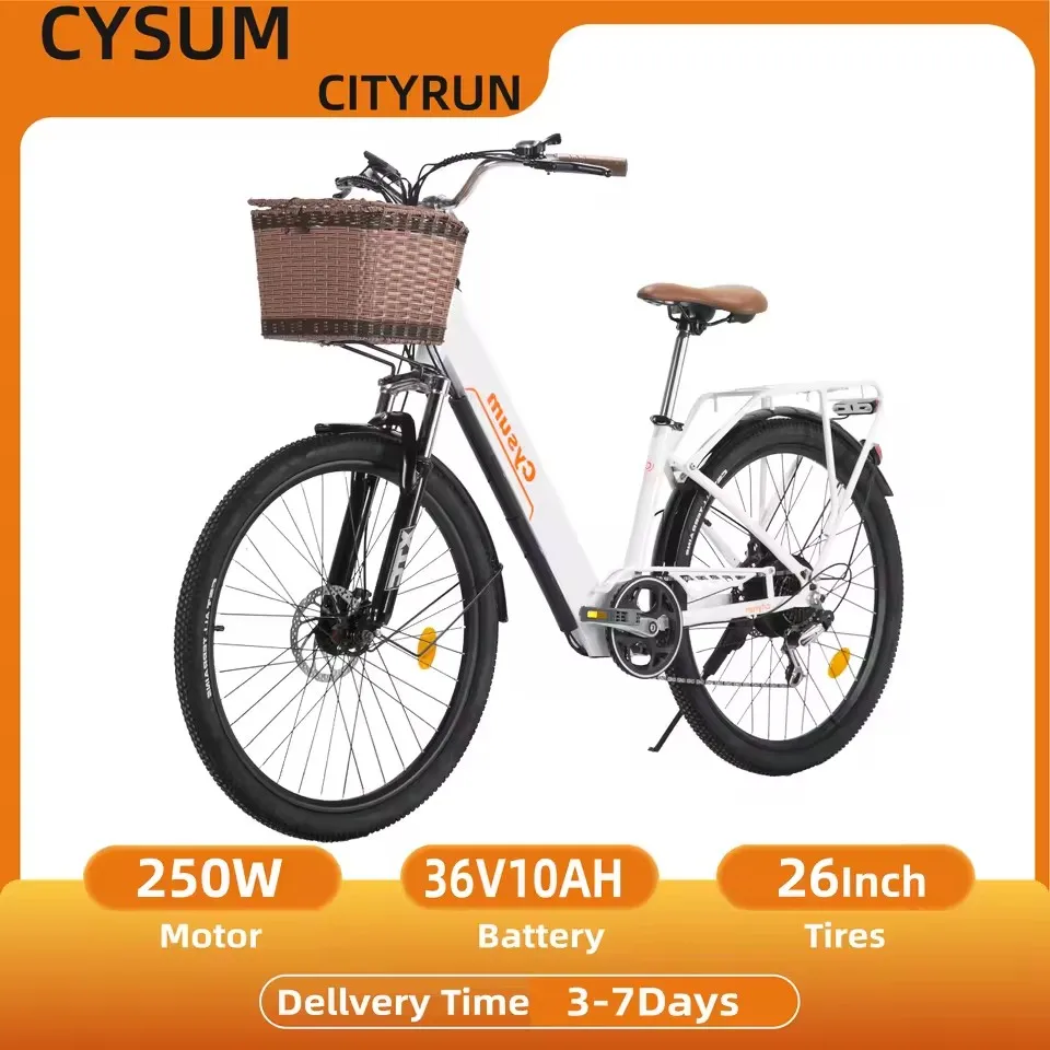 

Adult Electric Bicycle 250W Motor E-Bike For Men 48V 10.4Ah Battery 26-inch Tyre City Commuter Electric Bike