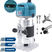6 Speed 800W Electric Trimming Machine 30000rpm Woodworking Milling Engraving Hand Wood Edge Router Trimmer Home DIY Power Tools
