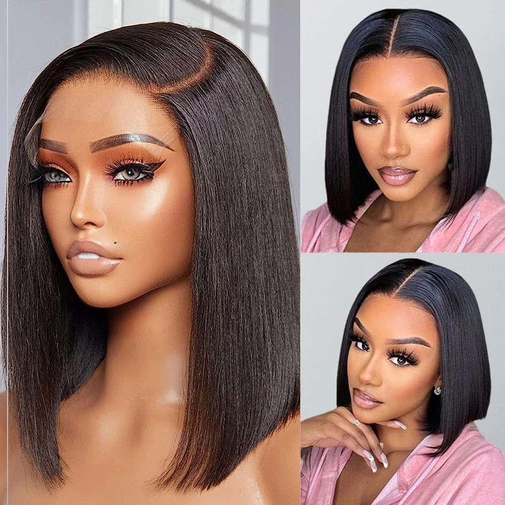 

Bob Wig Human Hair 13x4 Lace Front Free Part Wigs Lace Frontal Short Straight Bob Wigs with Baby Hair Pre Plucked 200% Density