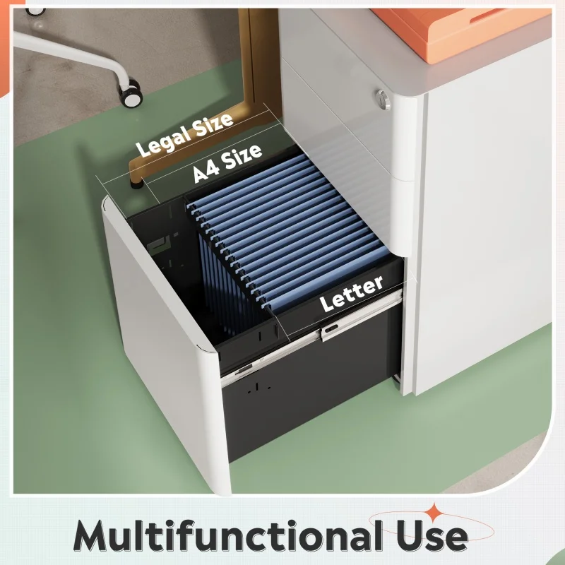 خزانة ملفات GALAXHERO ذات 3 أدراج، خزانة ملفات عمودية، تخزين نحيف لملفات حجم الحروف القانونية، منظمة المكاتب المنزلية
