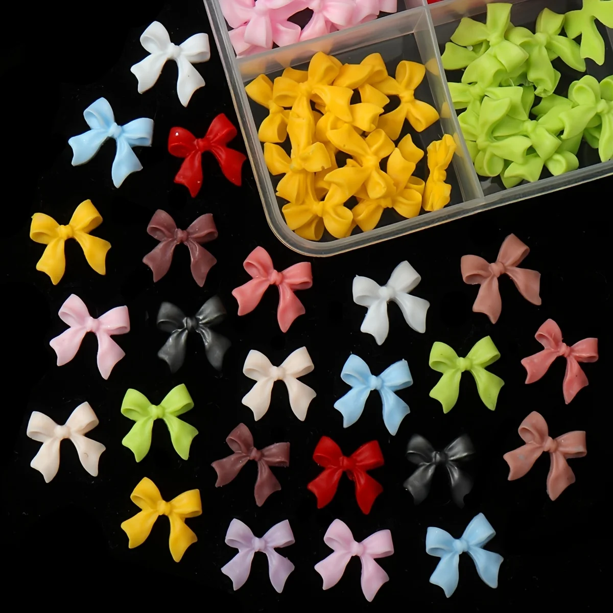250 Stück mehrfarbige Mini-Schleifen-Nagelanhänger – 3D-Harz-Flachschleifen-Verzierungen für Frühling/Sommer DIY-Maniküre, japanischer Stil – Detail 2