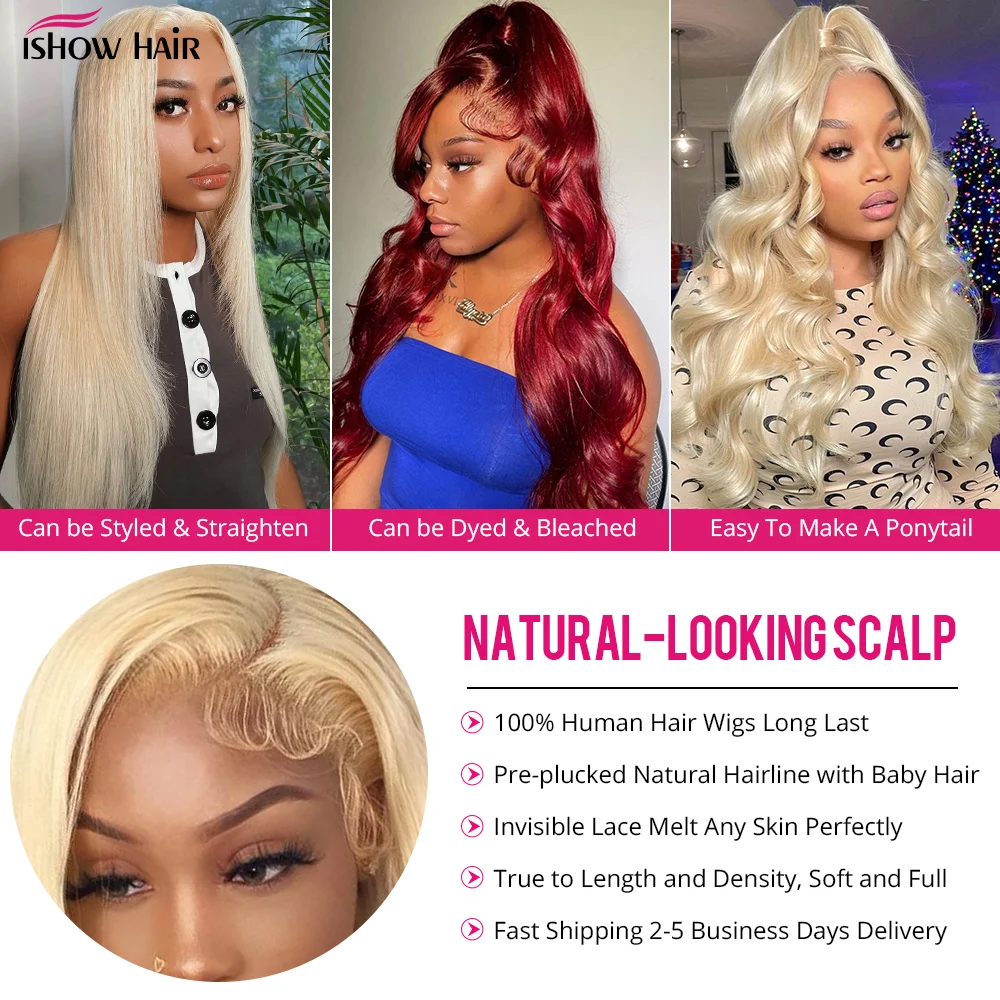 613 Blonde Full Lace Human Hair Wigs Body Wave Blonde Lace Front Wig Human Hair 30 inch 13x4 Transparent Lace Frontal Wig