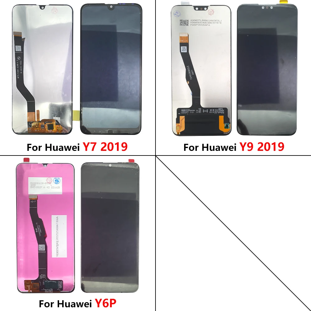 LCD Display Screen Touch Digitizer Assembly With Frame Repair For Huawei Y6P Y7 2019 Y9 2019