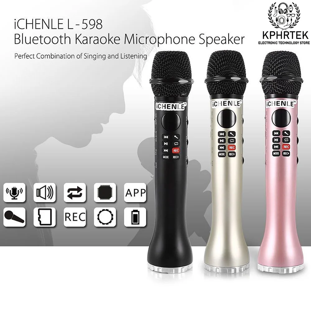 50PCs L598 Portable Wireless K Song USB Condenser Microphone Bluetooth Microphone Mobile Phone Live Sound Card Set