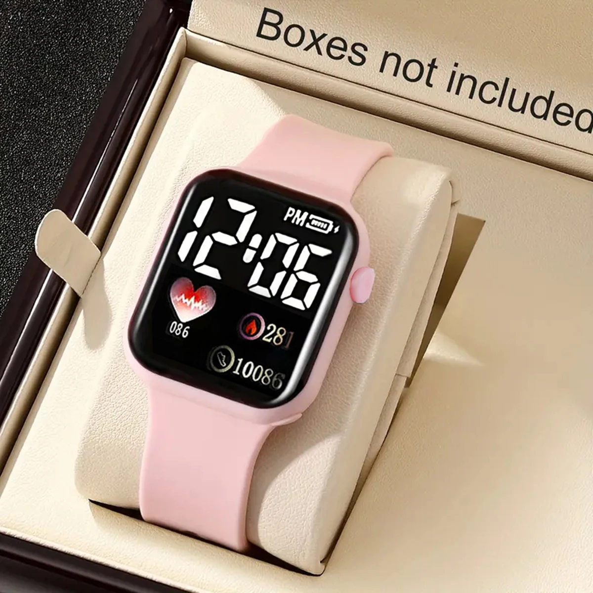 6-Piece Set of Heart-Shaped Digital Display Women's Electronic Watch and Beaded Butterfly Pendant Jewelry, Birthday Gift, Sporty and Elegant - view 6