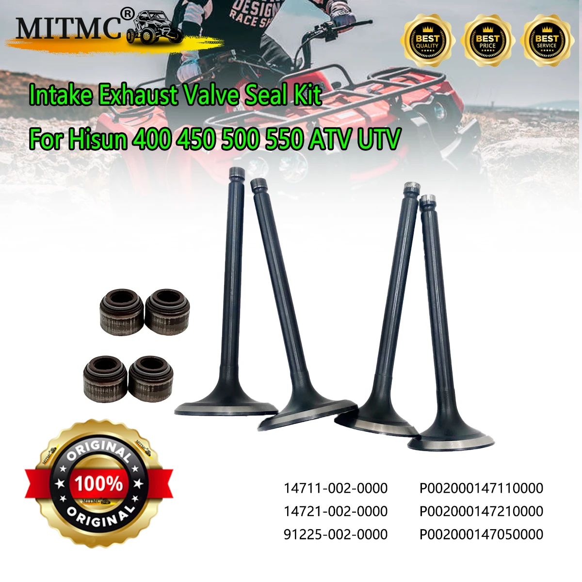 

Original Intake Exhaust Valve Seal Kit For Hisun 400 450 500 550 ATV UTV 14711-002-0000 14721-002-0000 91225-002-0000