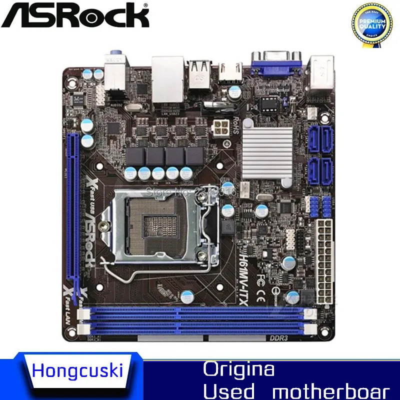 

Used MINI-ITX ITX HTPC For ASRock H61MV-ITX Desktop Board H61 Slot LGA1155 DDR3 Motherboard SATA2 USB2.0 Support I3 I5 I7