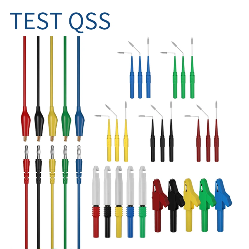 

QSS 30PCS 4MM Banana Plug to Alligator Clip Copper Test Lead Kit with Alligator Clip Test Back Probes Kit Electrical Tool