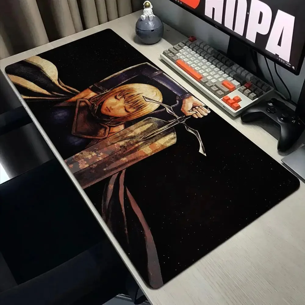 Grand tapis de souris XXL, accessoires de jeu, clavier de Gamer de bureau, tapis de bureau antidérapant pour ordinateur portable, caoutchouc 900x400, Anime Claymore