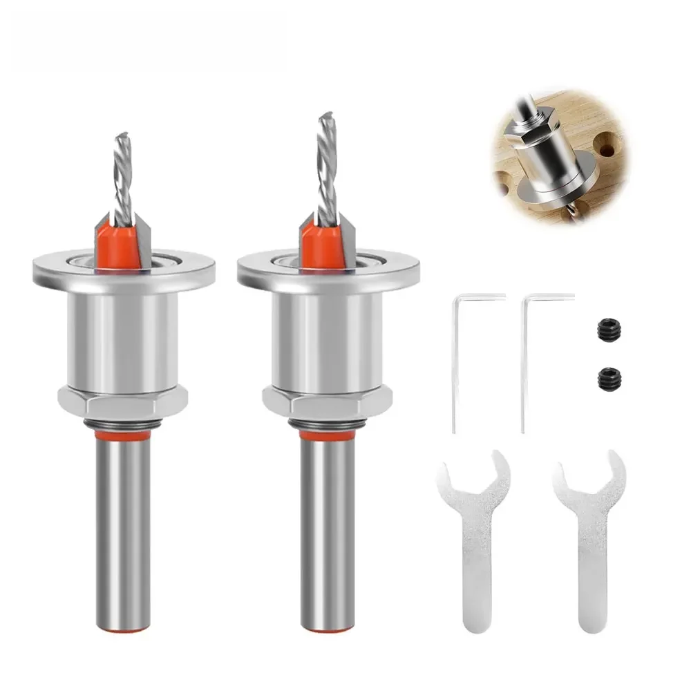 Verstelbare Verzinkboor Boren 8mm Schacht Boor Set Schroef Houtbewerking Afschuining Tool Quick Change 2.8mm 3mm 3.2mm 3.5mm 4mm - afbeelding 2
