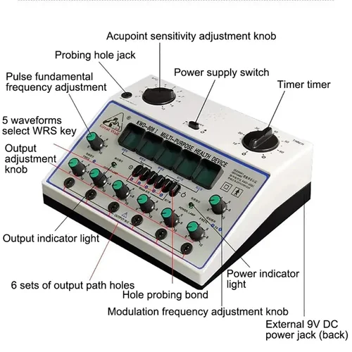 Imagen 2 del producto Máquina estimuladora de acupuntura eléctrica, dispositivo de cuidado, Parche de salida, 6 CANALES, 50Hz