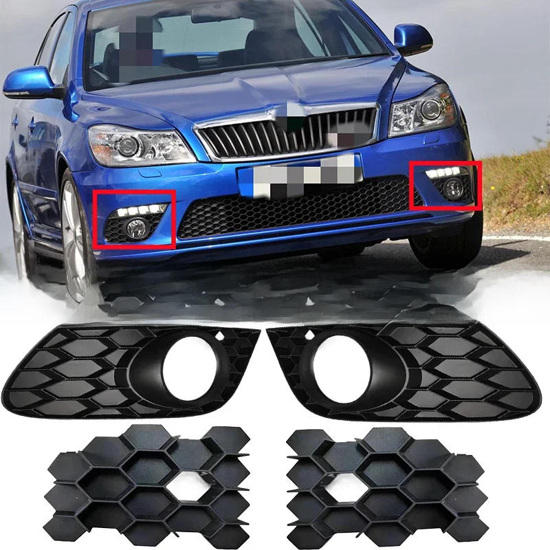 Pokrywa na światła przeciwmgielne z siatki przedni zderzak samochodowy dla Skoda Octavia Vrs Mk2 2009 2010 2011 2012 2013 1 z0807368c 1 z0807368c — zdjęcie 2