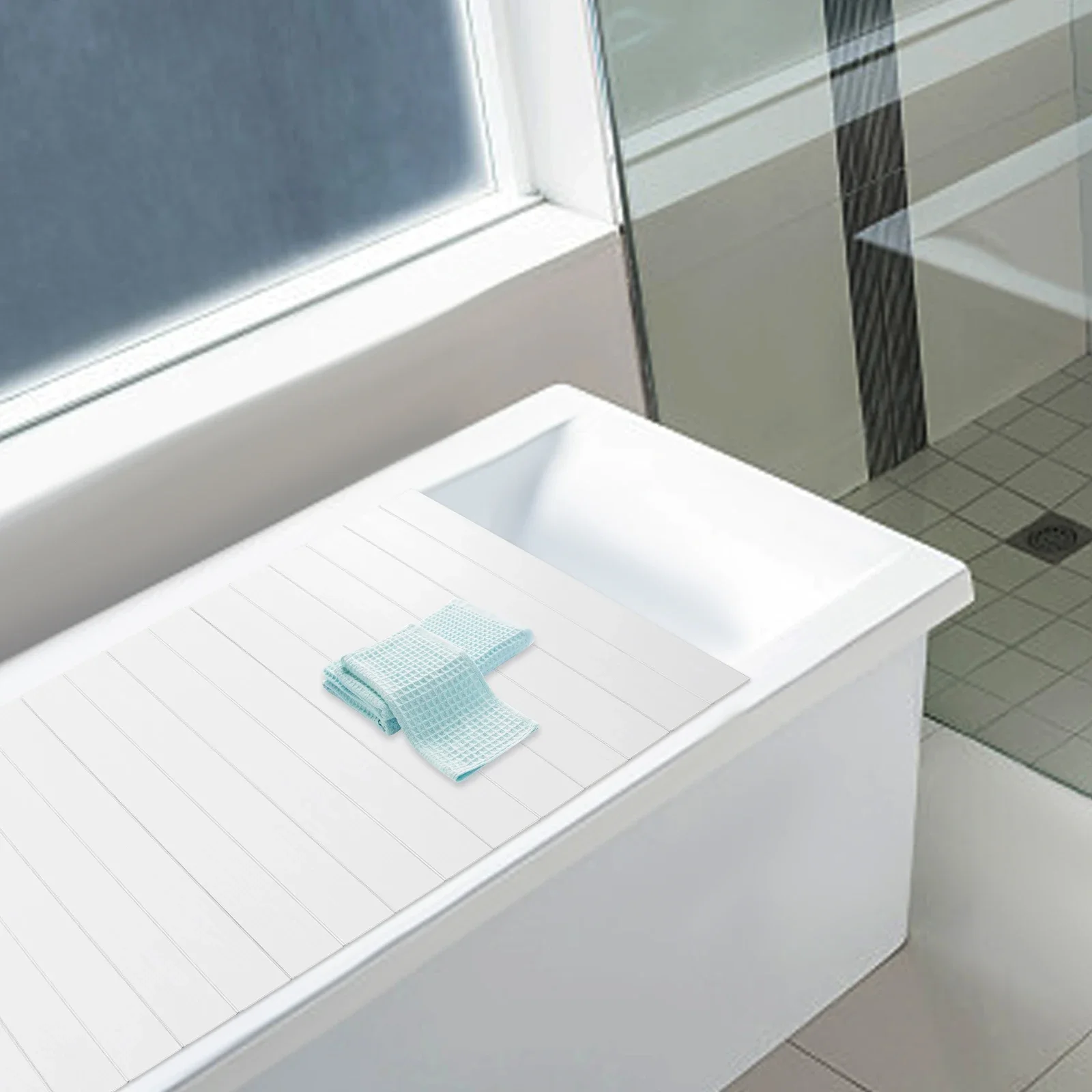 Badkuiphoes Opvouwbaar bord Waterdicht Stofdicht Badkuipbak Isolatie PVC Duurzaam paneel voor thuis Badkamer Spa 75 x 170 cm - afbeelding 2