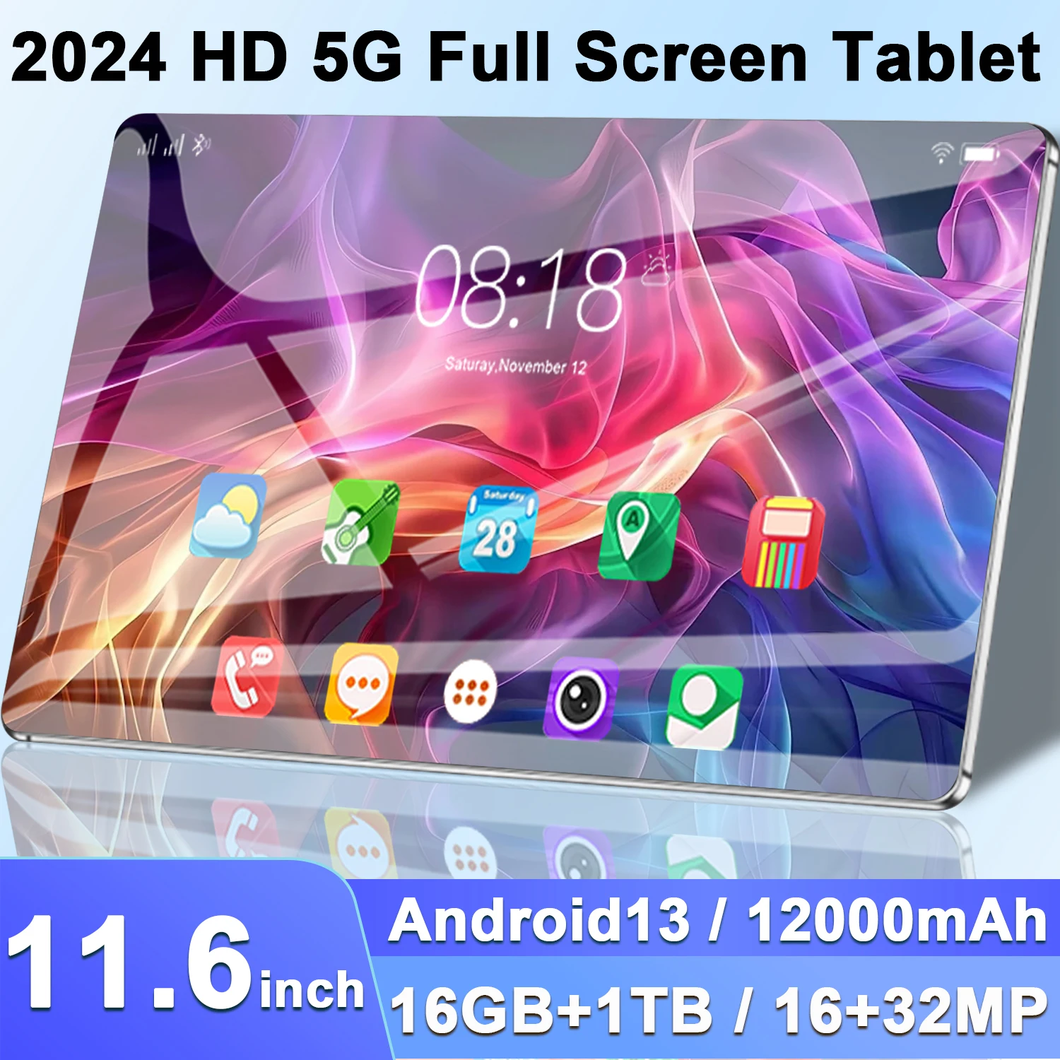 5G 2024 New Global Version 11.6 inch tablet android 16GB+1TB ROM 16+32MP 12000mAh  Android 13.0 MTK6797 Bluetooth WIFI PC