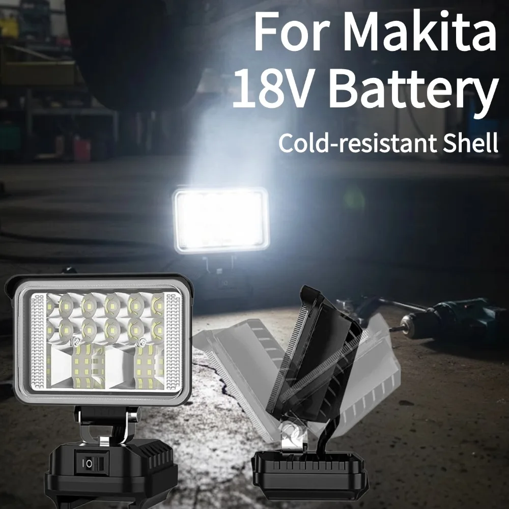 Lanterna de Trabalho LED Sem Fio para Bateria Makita 18V, Lanterna Portátil para Camping ao Ar Livre, Lâmpada de Emergência