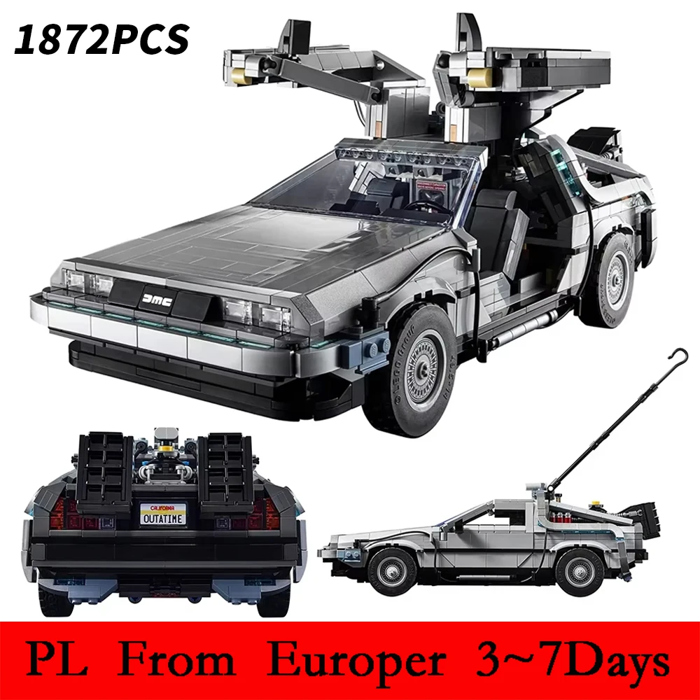 Bloques de construcción para niños, juguete de ladrillos para armar coche de Regreso al futuro, ideal para regalo de cumpleaños, código 1872, compatible con 10300