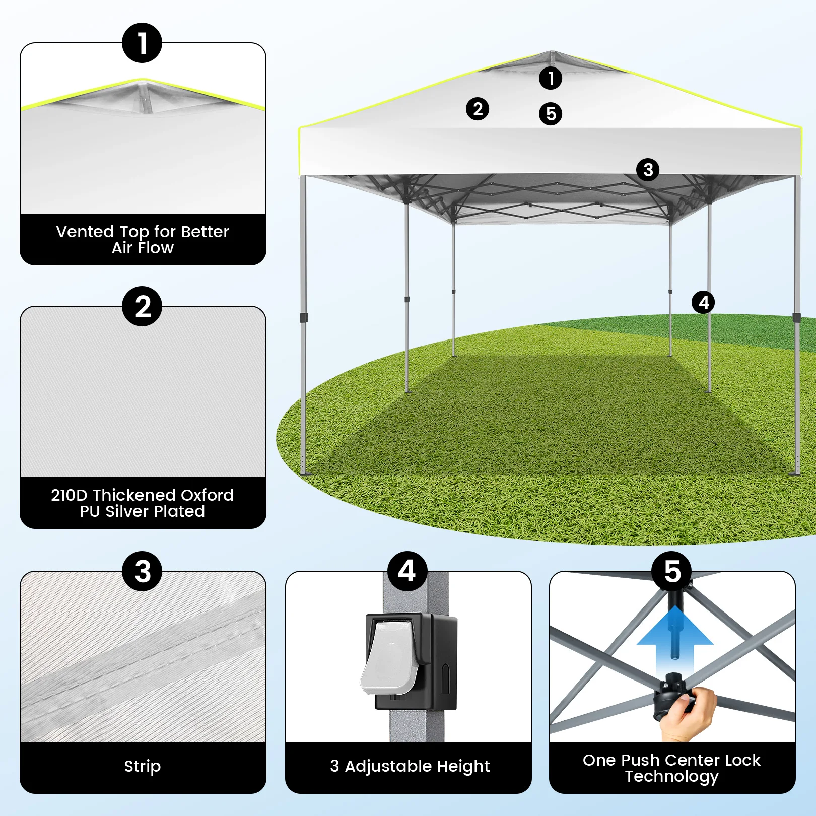 10x20 Pop Up Canopy with 6 Sidewalls One Push Setup, Grey | Outdoor Event Shelter Waterproof UPF 50+ Gazebo Tent with Carry Bag,Air Vent,Sandbag for Commercial, Wedding, Party