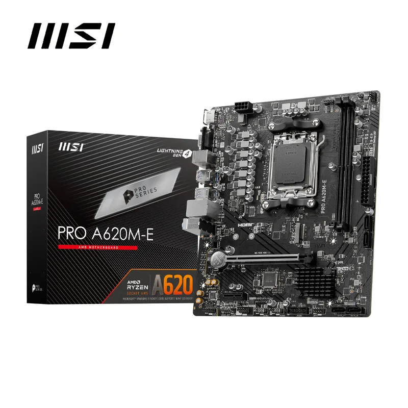 MSI PRO A620M-E New Micro-ATX AMD A620 DDR5 6400+(OC) MHz M.2 PCIe 4.0 x16 64G Supports AMD Ryzen™ Series AM5 Motherboard