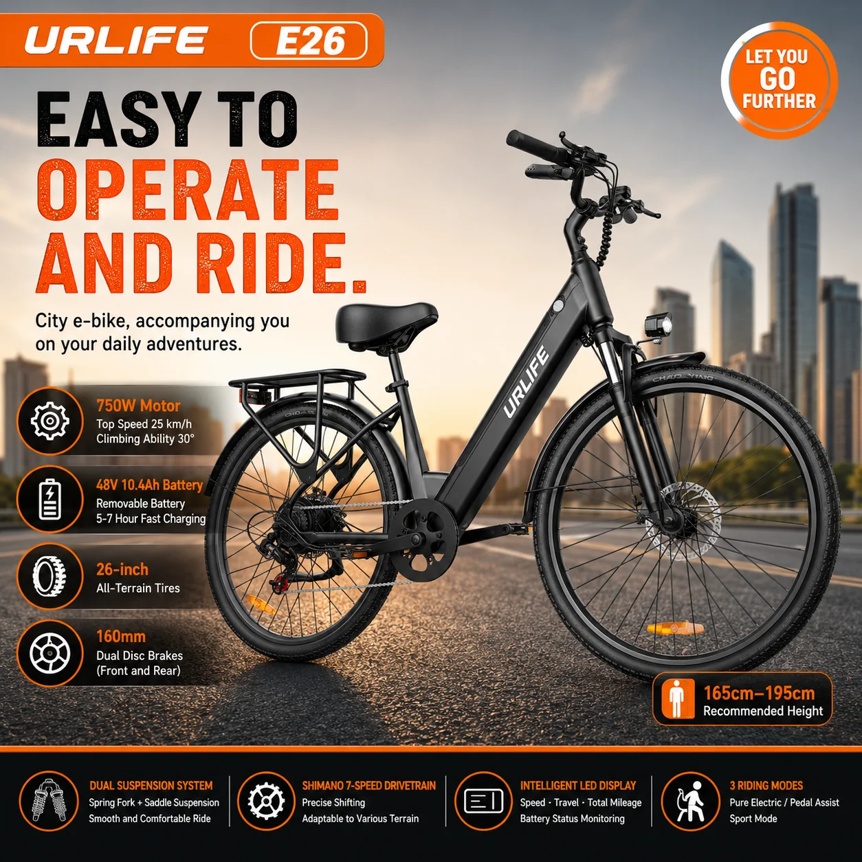Bicicleta Eléctrica de Montaña URLIFE E26 48V 250W para Adultos, E-Bike de 26 Pulgadas, Batería Extraíble de 10.4Ah, 7… — oferta en AliExpress