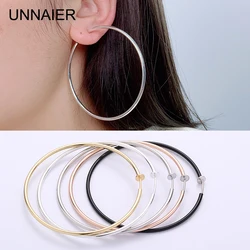 UNNAIER-pendientes de aro de 60mm de diámetro para mujer, aretes sin Clip para Piercing, estilo clásico europeo Hip Hop, tendencias de moda 2023