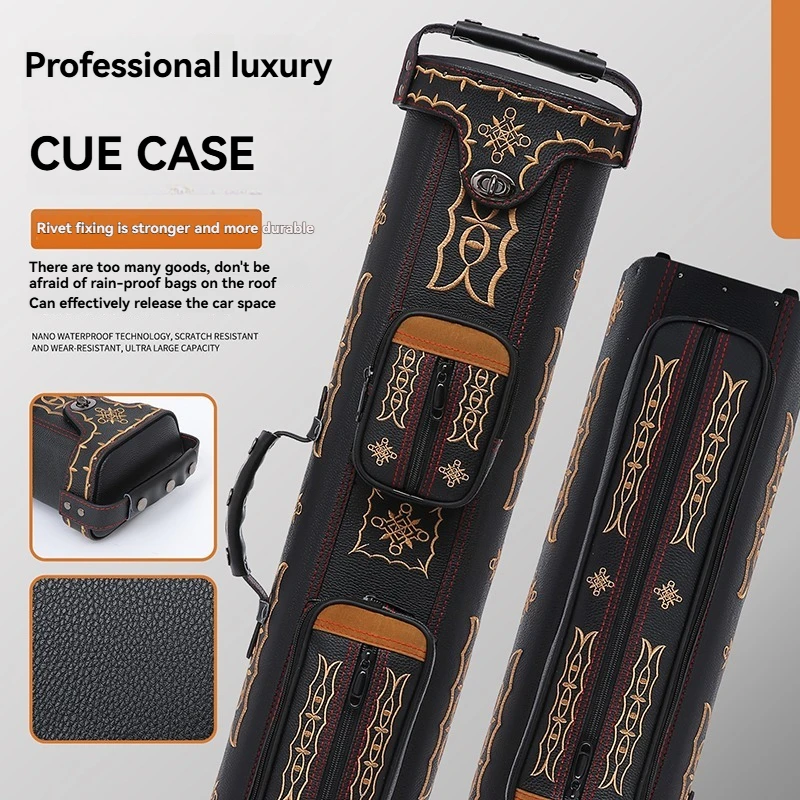 Billiard Cue Case, 6-Slot 2×4 & 8-Slot 3×5 PU Cue Storage, Wear-Resistant Scratch-Proof Large Capacity, Ideal for Billiards Enthusiasts, Great Gift for New Year Christmas Valentine's Day, PU Leather, 6-Hole