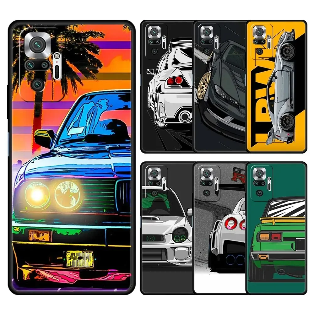 Coque de téléphone japonaise JDM pour voitures de sport, étui souple pour Xiaomi Redmi Note 14 13 12 5G 9S 9 10 11 Pro Plus 9T 14C 13C 12C 10C 9C 9A