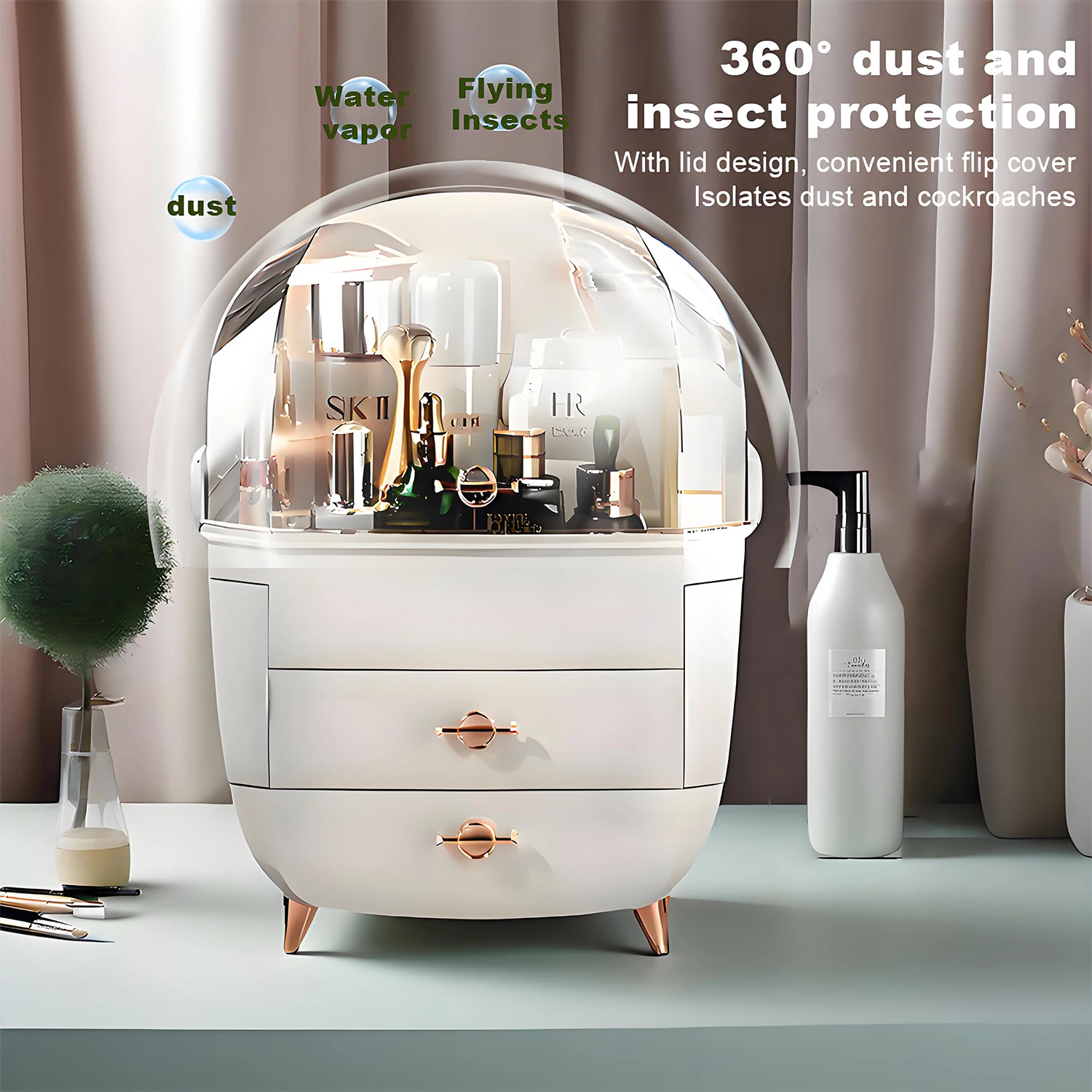 

Luxury Plastic Drawer Storage Box for Cosmetics | 3-Layer Desktop Organizer | Transparent Dustproof Makeup Storage Cabinet | H