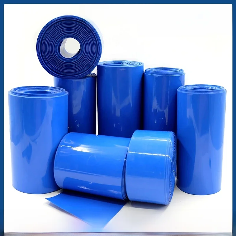 1/8/15M PVC rurka termokurczliwa 18650 bateria Lipo opakowanie 105mm ~ 300mm izolowane folia ochronna opakowanie litowe rękaw kablowy termokurczliwy niebieskie — zdjęcie 2