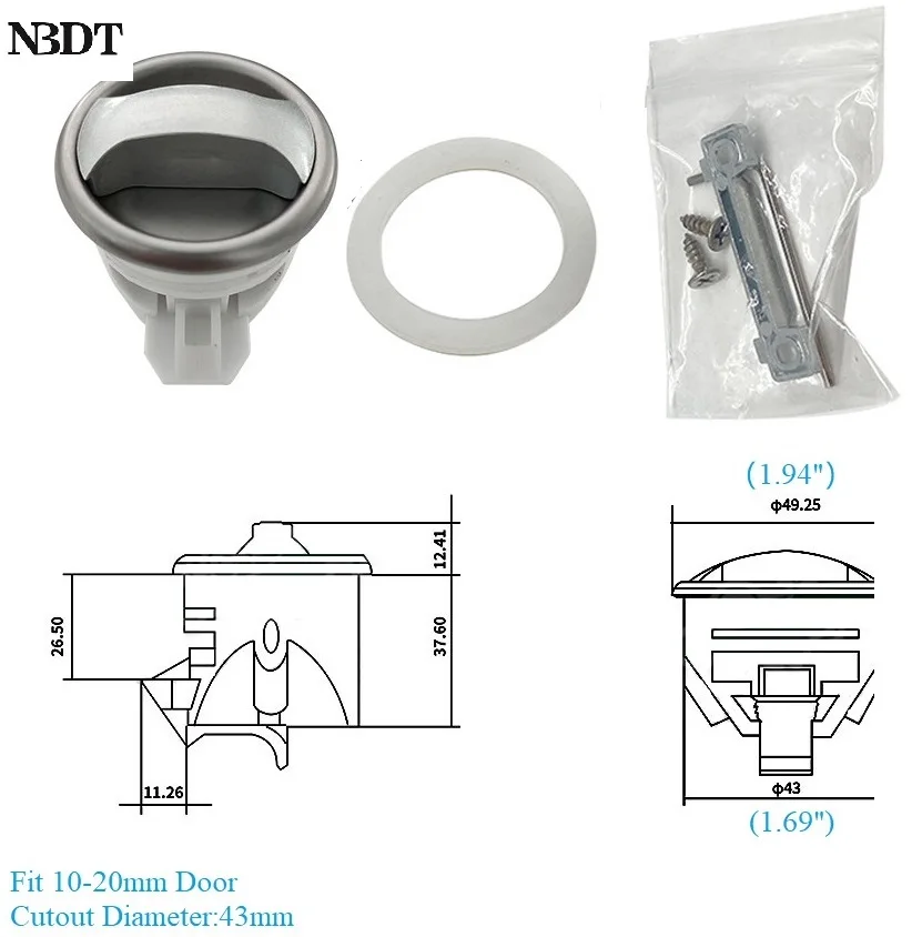 1Pc Plastic Round Flush RV Lavatory Slam Latch With Recessed Thumbturn-No Locking Function