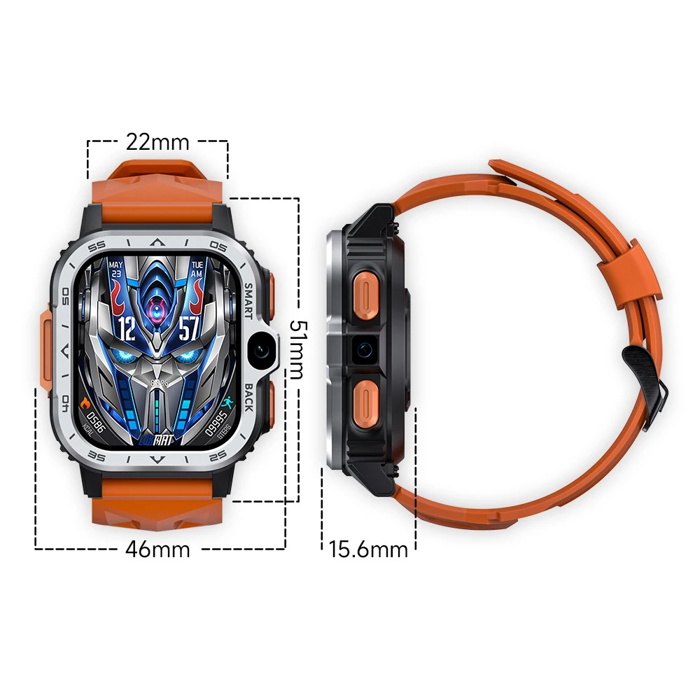 4G LTE SIM Card Smartwatch Satellite Nevication 4GB 64GB 800mAh Dual Camera Smart Watch 2 Inch Screen Wifi