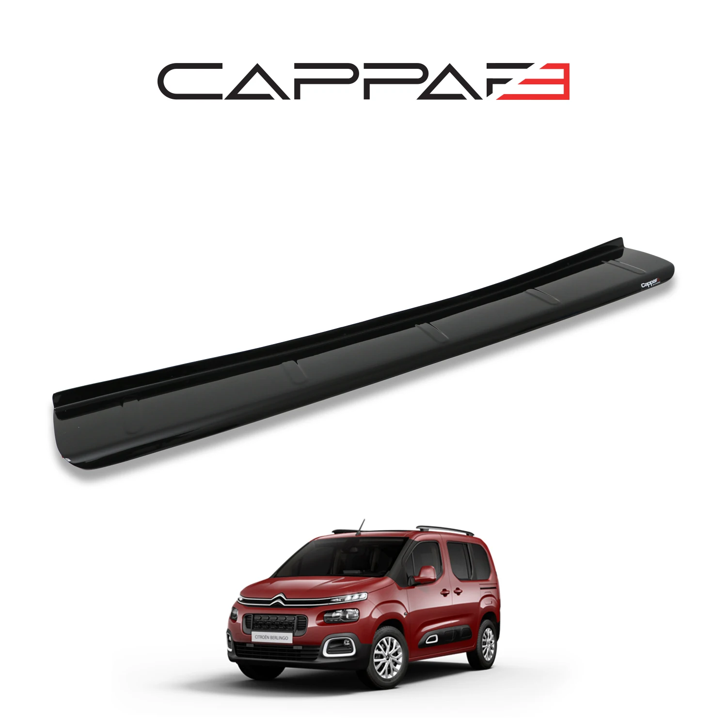 For Citroen Berlingo 2018 to 2024 Compatible Rear Bumper Sill Protection Piano Black -Diffuser Spoiler Front Lip Hood Tail Light