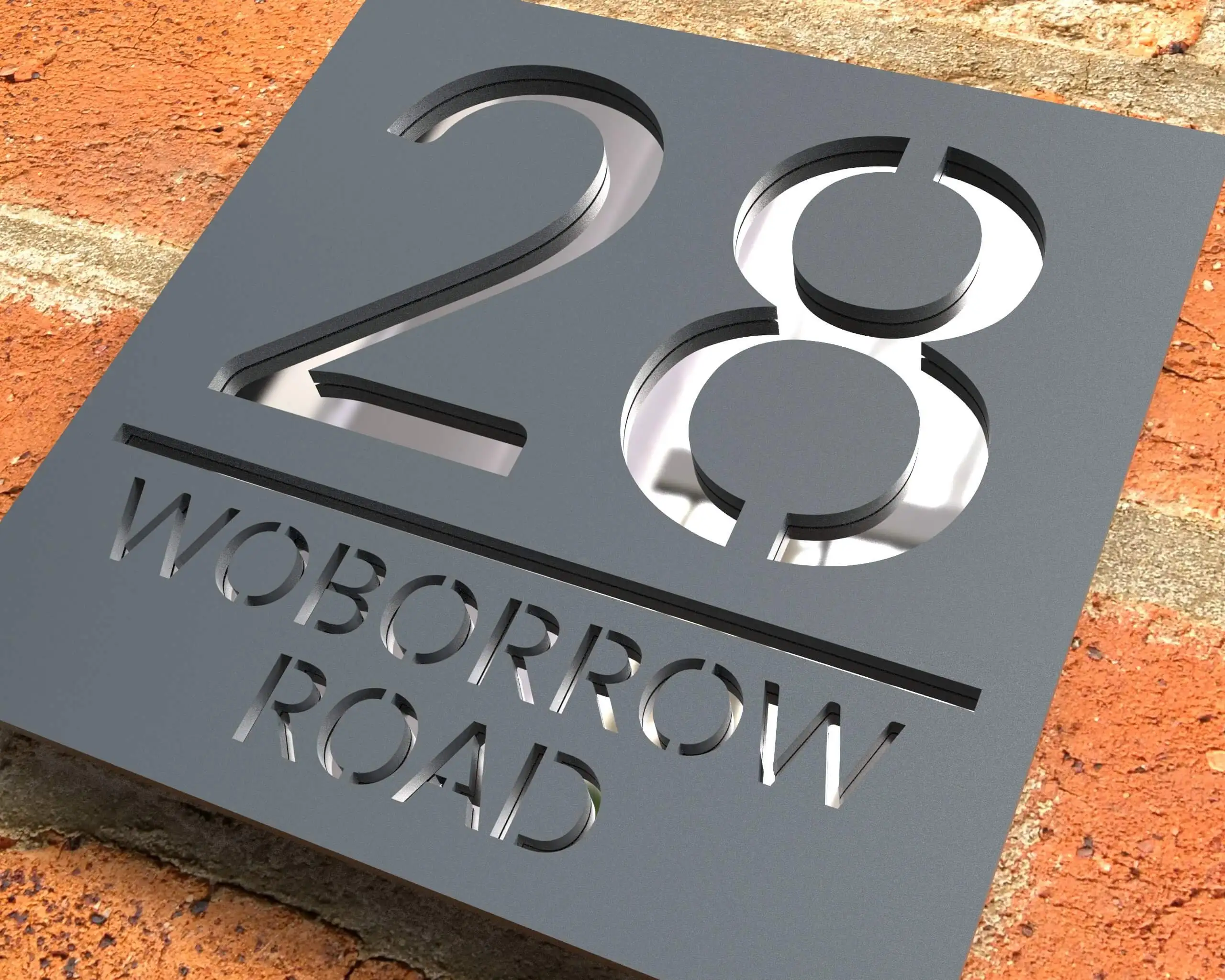 

Laser Cut Matt Black & Silver Mirror Personalised Door Numbers House Sign Plaques Number Laser Cut 3d Number