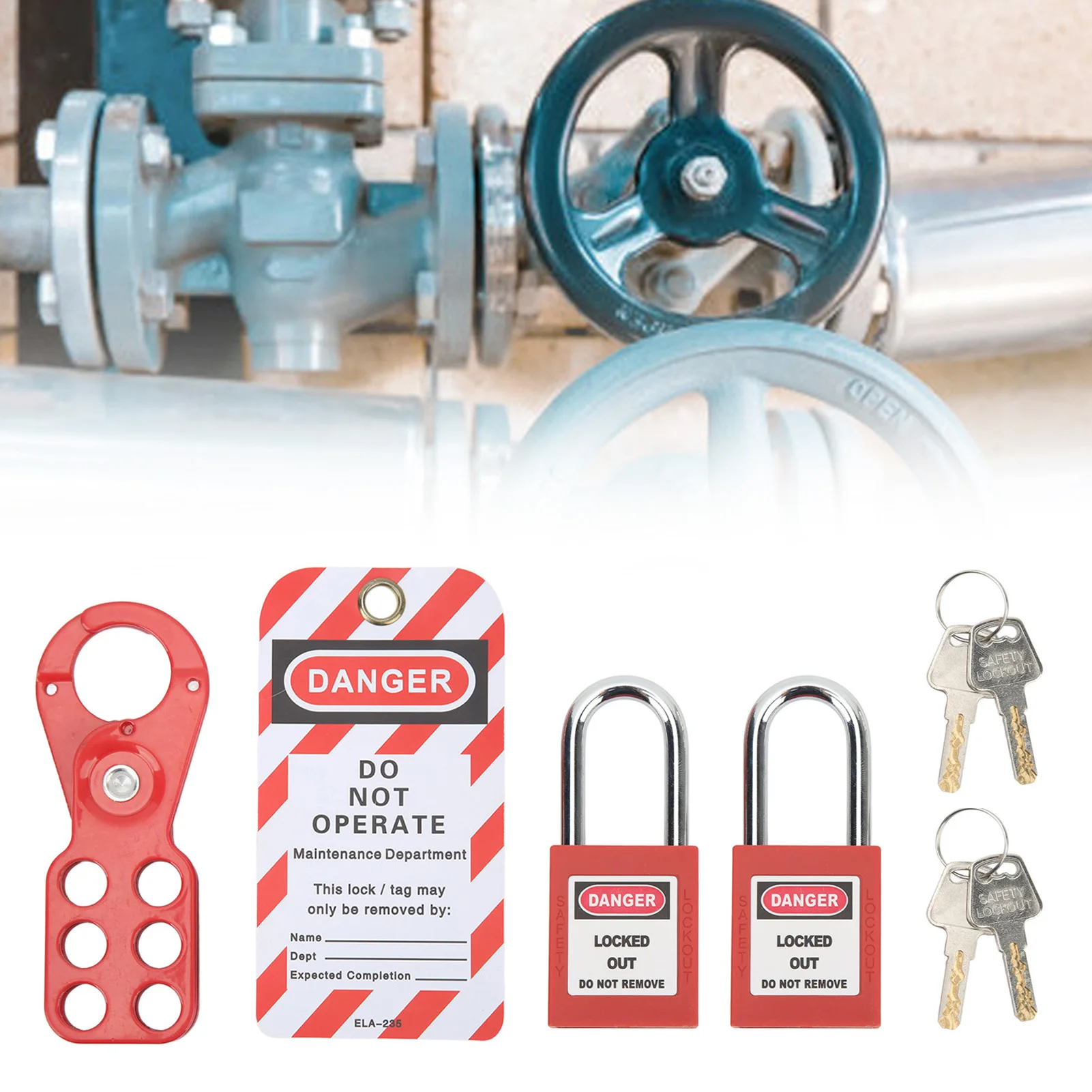 Padlocks Hasps Set, Breaker Box Lock 6 Hole Design Security Tamper Proof For Industrial Equipment (1.5In/38Mm Shackle)